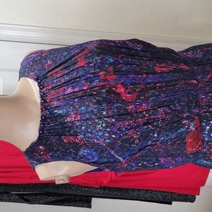 NWT Elie Tahari Demetria Dress multicolored w/ Navy base and gold toned shimmer